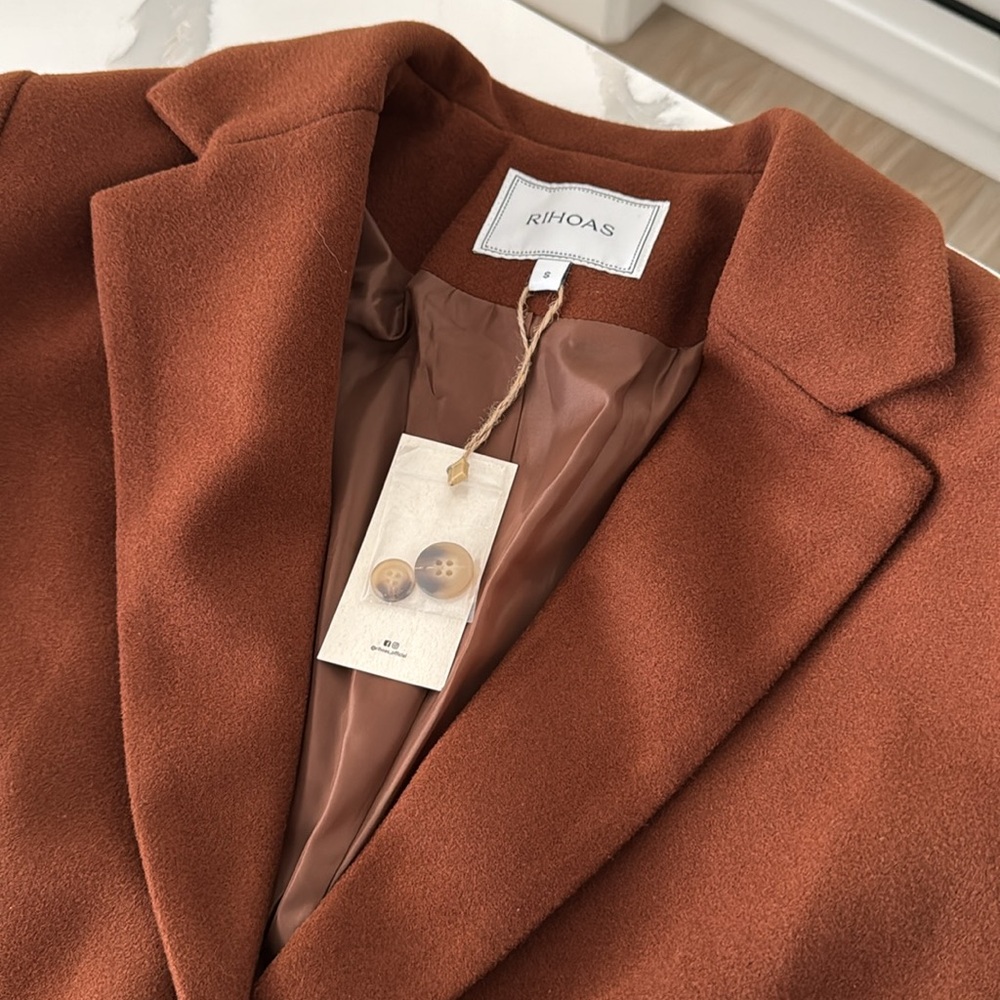 Rihoas The Solid Collared Single Button Blazer Br… - image 5